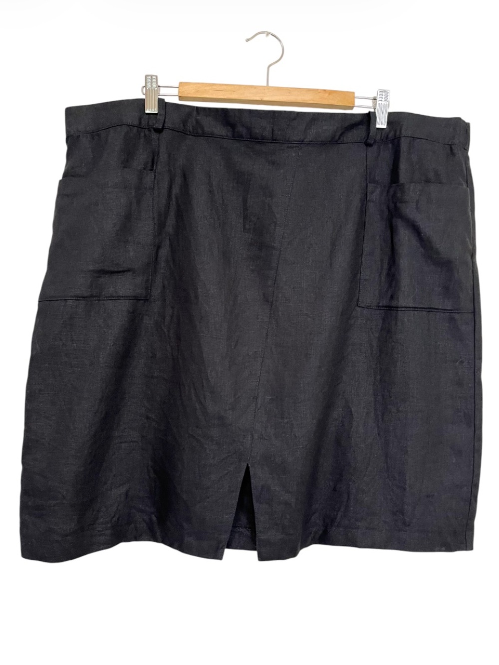 Jones New York Black Linen Mini Skirt with Front Slit